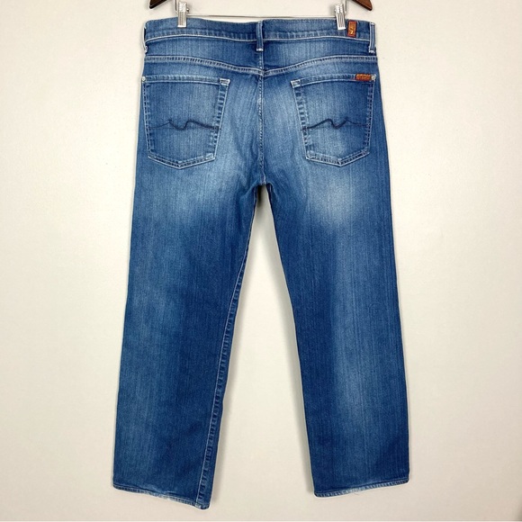 7FAM Relaxed Fit Stretch Jeans Men’s Size 36 Waist Faded Button Fly Designer - Picture 5 of 10